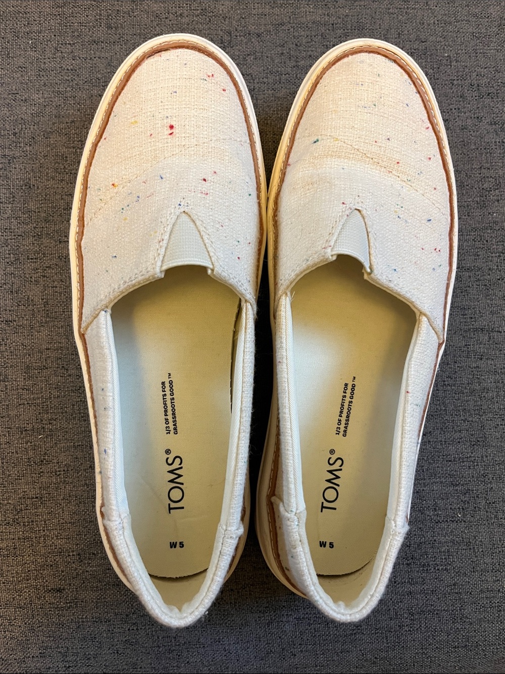 Toms Women's Cream Canvas Slip-On Sneakers with Multicolor Speckle
